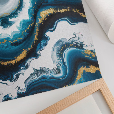 Decoratieve poster Turquoise golven met gouden accenten en een moderne uitstraling.