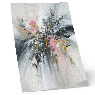 Wandposter met vloeiende abstracte vormen in grijsroze en beige