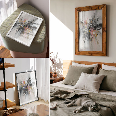 Wandposter Grijsroze beige vloeiende abstracte vormen
