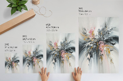 Wandposter Grijsroze beige vloeiende abstracte vormen