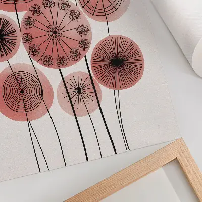 Poster met geometrische cirkels minimalistisch design in roze en zwart