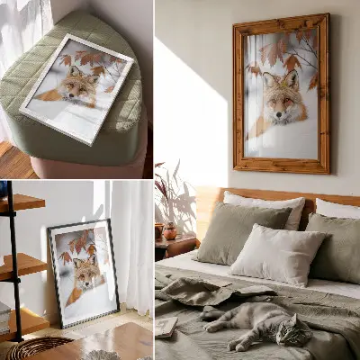 Decoratieve poster vos in een winterlandschap met natuurlijke schoonheid en contrast