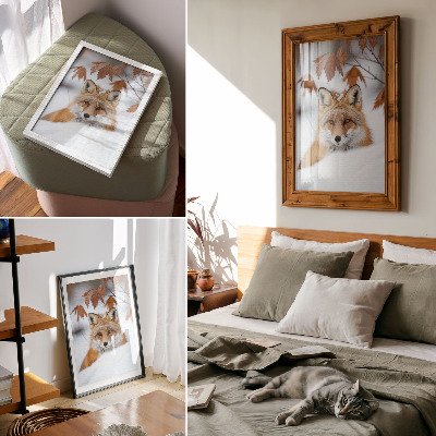 Decoratieve poster Vos in een winterlandschap, natuurlijke schoonheid en contrast