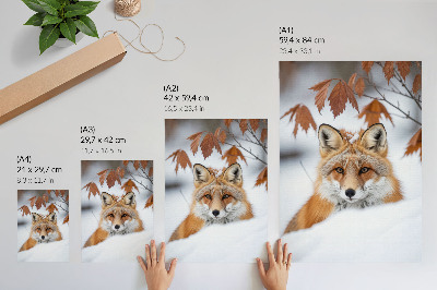 Decoratieve poster Vos in een winterlandschap, natuurlijke schoonheid en contrast