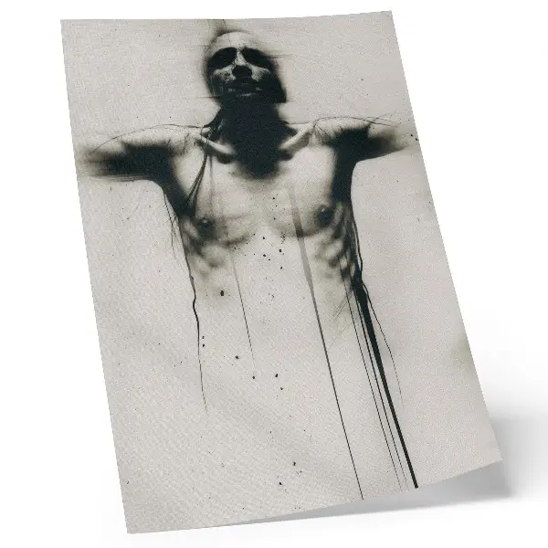 Wandposter dramatisch contrast tussen zwart en wit met angstthema