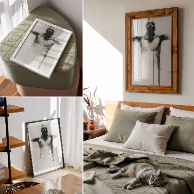 Wandposter Dramatisch contrast tussen zwart en wit, angst.