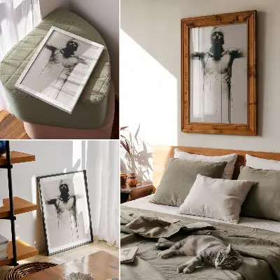 Wandposter dramatisch contrast tussen zwart en wit met angstthema