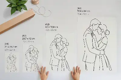Wandposter met abstracte slanke figuren en minimalistische lijnen