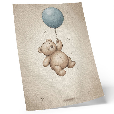 Decoratieve poster Een teddybeer met een ballon in vrolijke kleuren.