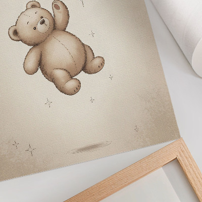 Decoratieve poster Een teddybeer met een ballon in vrolijke kleuren.
