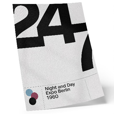 Poster Minimalistisch ontwerp met grote zwart-witte cijfers.