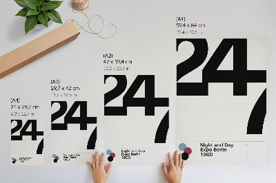 Poster Minimalistisch ontwerp met grote zwart-witte cijfers.