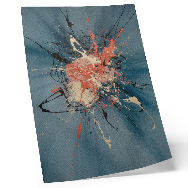 Decoratieve poster Dynamische blauw-roze accenten in zwart en crème.