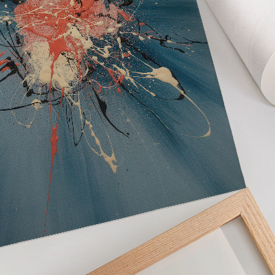 Decoratieve poster Dynamische blauw-roze accenten in zwart en crème.