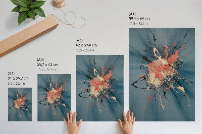 Decoratieve poster Dynamische blauw-roze accenten in zwart en crème.