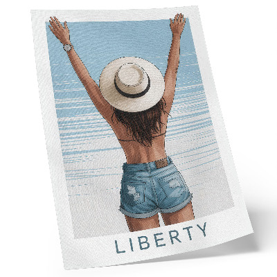 Decoratieve poster Een figuur met een hoed tegen de hemel van vrijheid.
