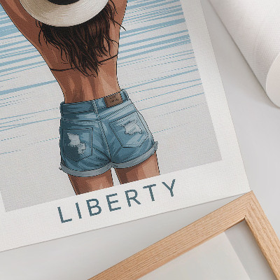 Decoratieve poster Een figuur met een hoed tegen de hemel van vrijheid.