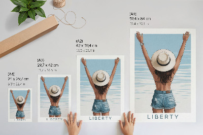 Decoratieve poster Een figuur met een hoed tegen de hemel van vrijheid.