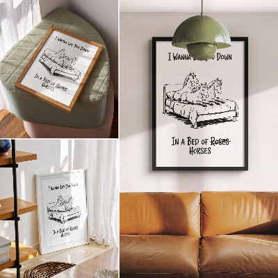Poster Zwart-wit illustratieve humoristische tekst met dieren