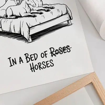 Poster zwart-wit illustratie met humoristische tekst en dieren
