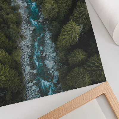 Decoratieve poster Groene bosrivier, natuurlijke harmonie
