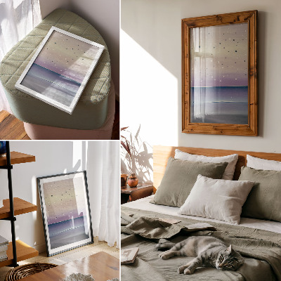 Wandposter Paarse en marineblauwe luchtdruppels minimalistisch