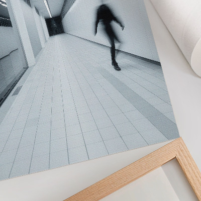 Poster Moderne hal in witte en grijze tinten.