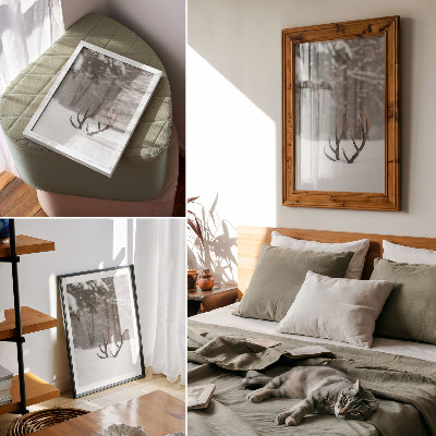 Decoratieve poster Winterlandschap met geweien in de sneeuw