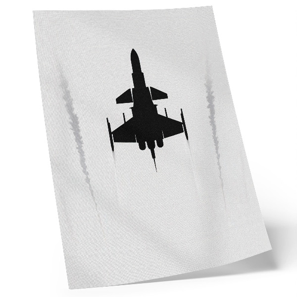 Wandposter Zwart vliegtuig op witte achtergrond, contrast, minimalisme