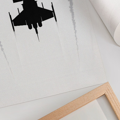 Wandposter Zwart vliegtuig op witte achtergrond, contrast, minimalisme