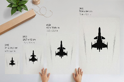 Wandposter Zwart vliegtuig op witte achtergrond, contrast, minimalisme
