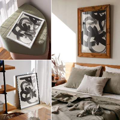 Decoratieve poster Abstracte penseelstreken in zwart-wit