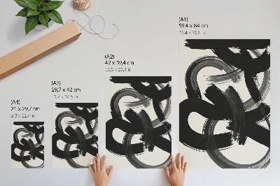 Decoratieve poster Abstracte penseelstreken in zwart-wit