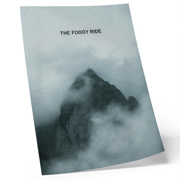 Wandposter Monochromatische berg, mystieke sfeer, rust