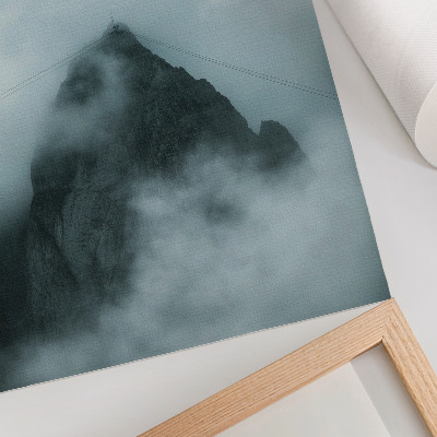 Wandposter Monochromatische berg, mystieke sfeer, rust