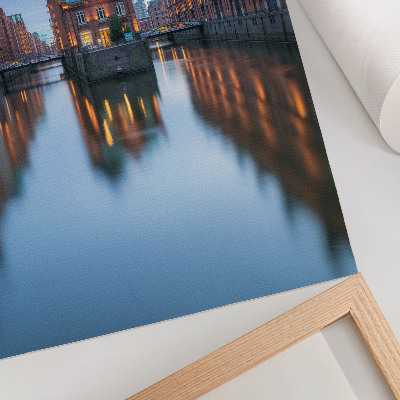 Poster Symmetrische architectuur en waterreflecties