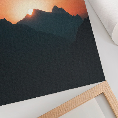 Poster Magische rust bij zonsondergang in de bergen