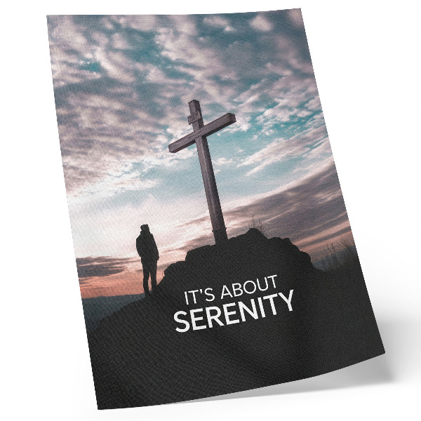 Decoratieve poster Een kruis tegen de hemel bij zonsondergang