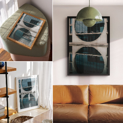 Poster Moderne architectuur, glazen reflectie van het gebouw