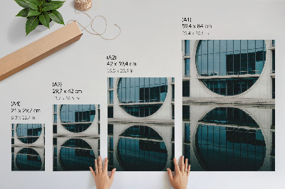 Poster Moderne architectuur, glazen reflectie van het gebouw