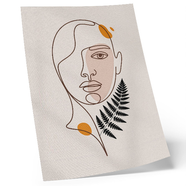 Decoratieve poster Minimalistisch gezicht met bladmotief