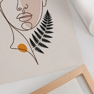 Decoratieve poster Minimalistisch gezicht met bladmotief