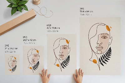 Decoratieve poster Minimalistisch gezicht met bladmotief