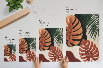 Poster tropische bladeren in levendige kleuren met een moderne uitstraling
