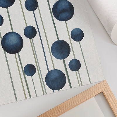 Poster Blauwe cirkels op verticale lijnen