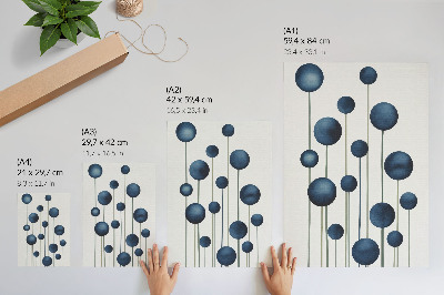 Poster Blauwe cirkels op verticale lijnen