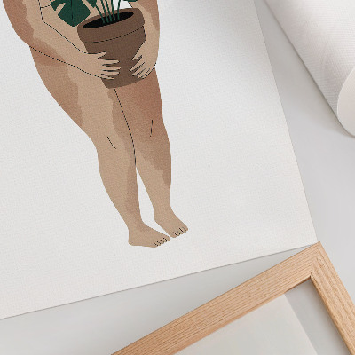 Poster Vrouw met een bloempot, elegantie, minimalisme, rust