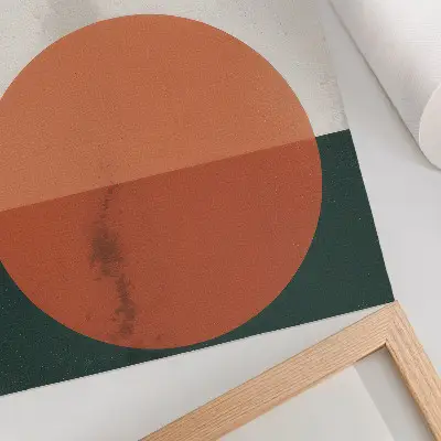Decoratieve poster vogels in vlucht met oranje cirkel in minimalistische stijl