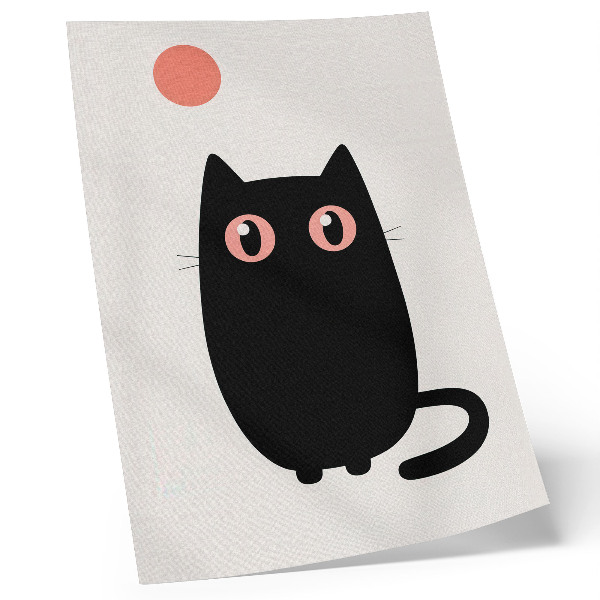 Poster Zwarte kat met roze ogen op een witte achtergrond
