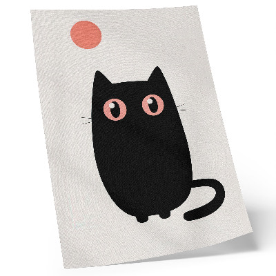 Poster Zwarte kat met roze ogen op een witte achtergrond
